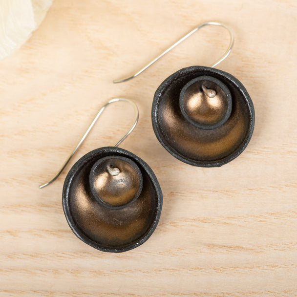 Double Pod Gold Earrings, Lynn Latta, Porcelain, Plum Bottom Gallery