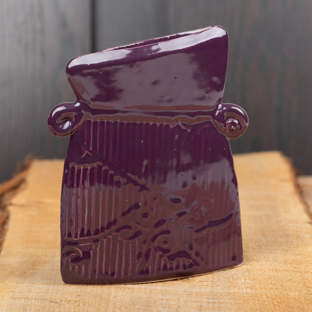 Purple Stripe and Flourish Flat Vase