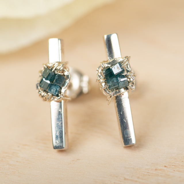 Blue Diamond Sterling Silver Earring