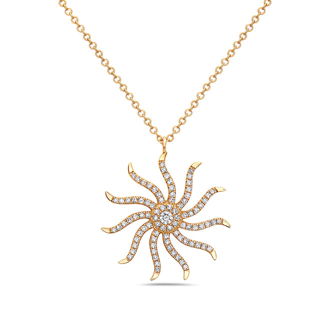 Wavy Sun Diamond Necklace