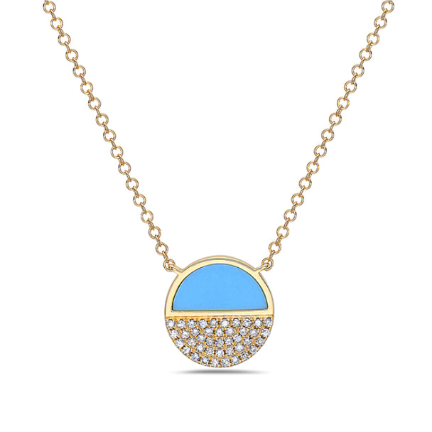 Turquoise Diamond Circle Necklace