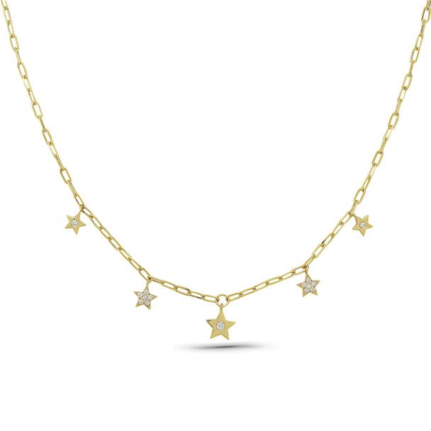 Pave Diamond Star Charm Necklace