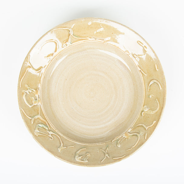 Tan Platter With White Details, Rich Agness, Stoneware, Plum Bottom Gallery