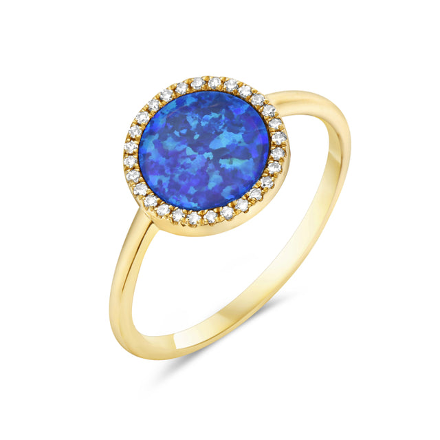 Australian Opal and Diamond Circle Ring