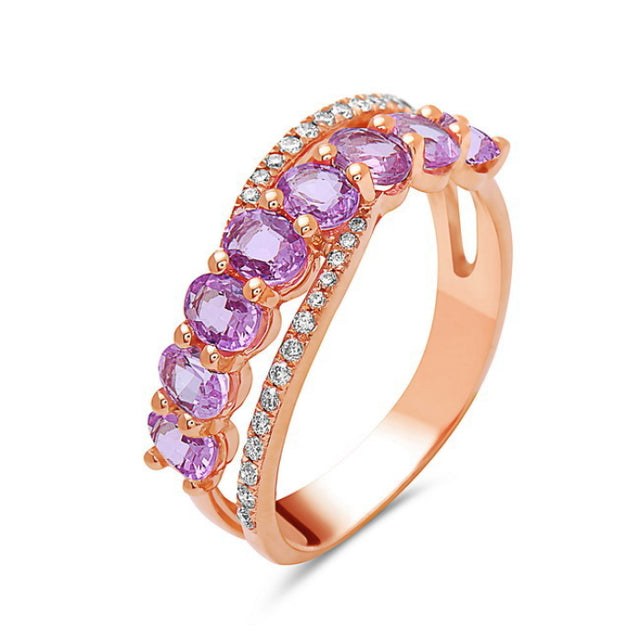 Purple Sapphire and Diamond Ring