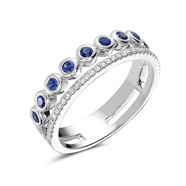 Blue Sapphire and Diamond Ring