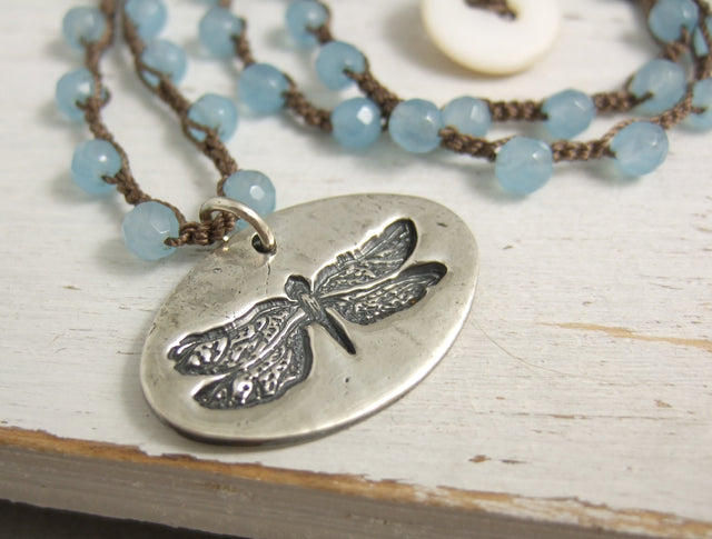 Hand Crocheted Dragonfly Necklace