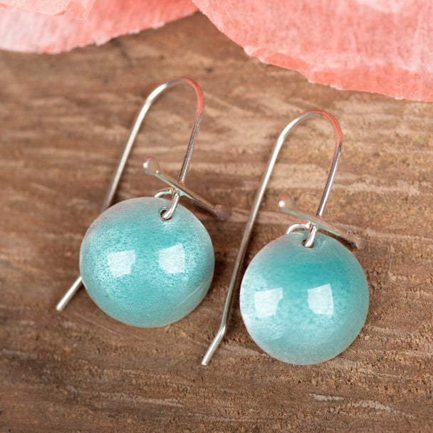 Light Blue Small Bar Circle Earrings, Mona Enamel, Simone Parker, Plum Bottom Gallery