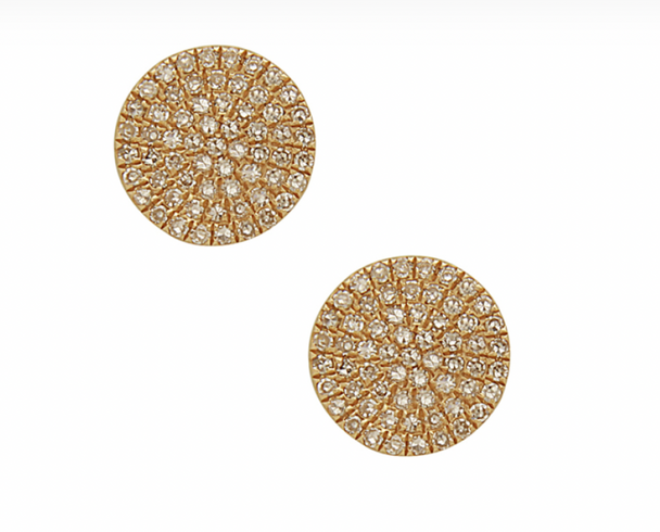 Diamond Circle Post Earrings Yellow Gold