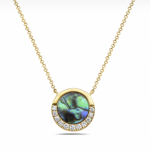 Abalone and Diamond Circle Necklace