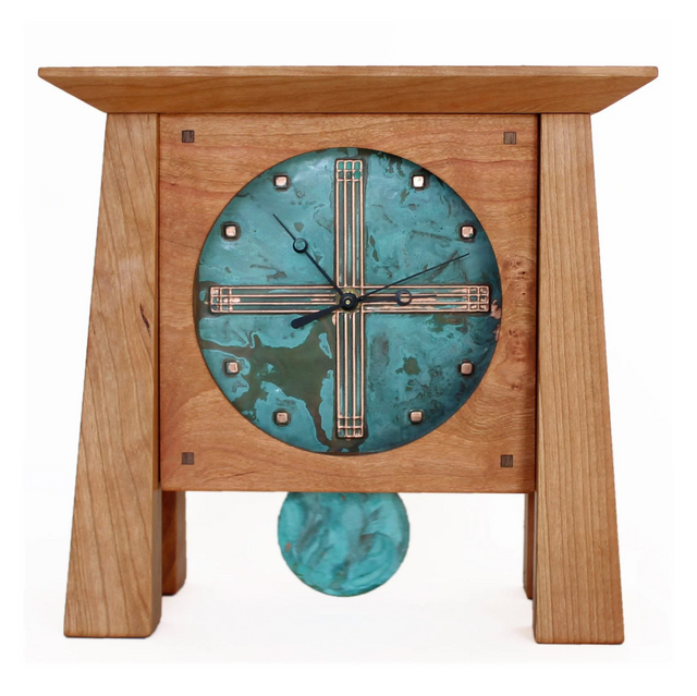 Cherry and Patina Copper Prairie Clock