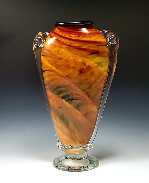 Amber, Black, and White Shoulder Vase