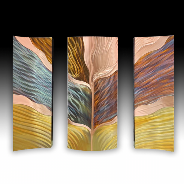 Yellow Tree of Life Triptych 26X36