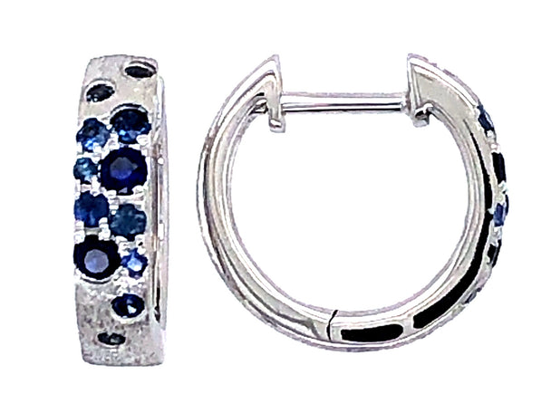 Blue Sapphire Flush Set Huggy Earrings