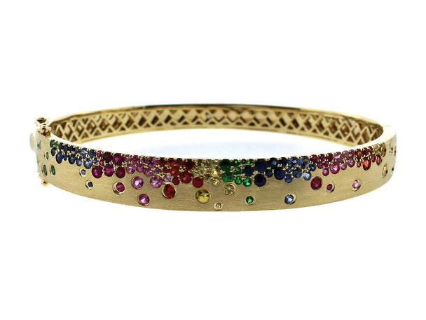 Rainbow Sapphire Flush Set Bangle
