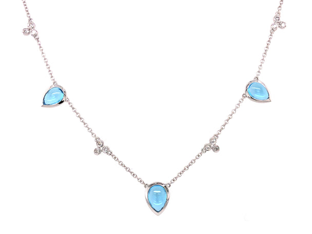 Blue Topaz and Diamond Necklace