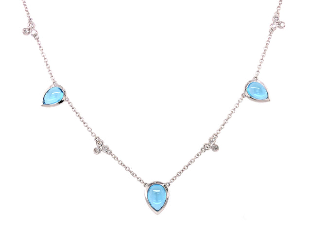 Blue Topaz and Diamond Necklace