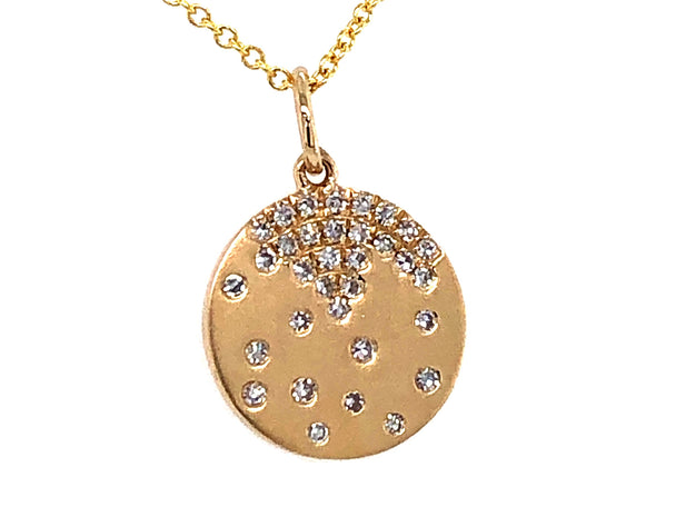 Diamond Flush Set Disc Necklace