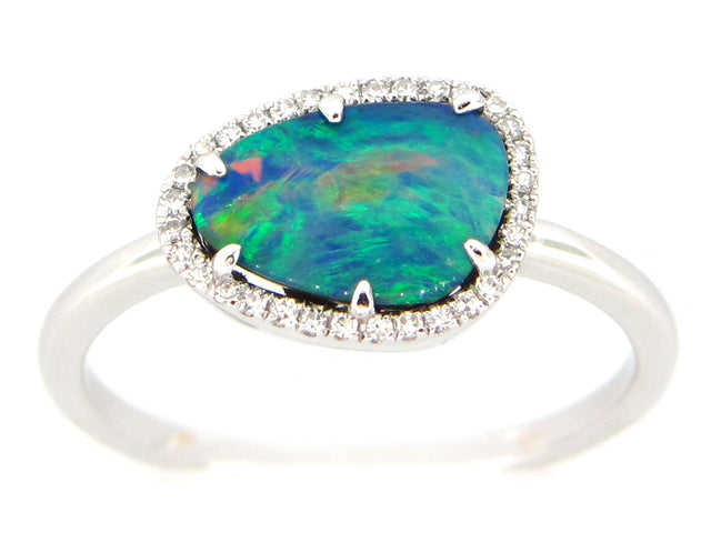 Black Opal and Diamond Ring