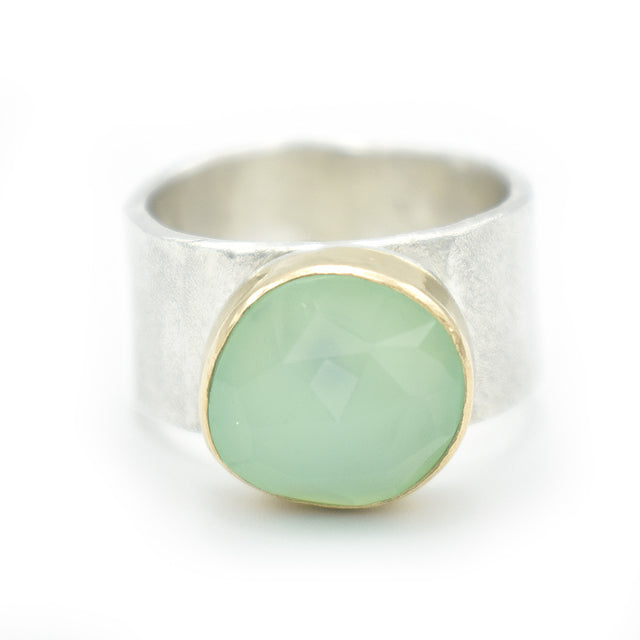 Faceted Aqua Chalcedony Ring