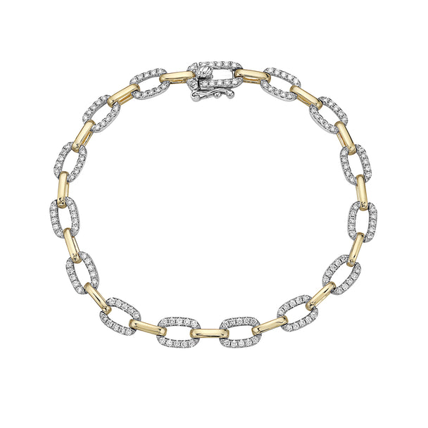Two Tone Diamond Paperclip Bracelet