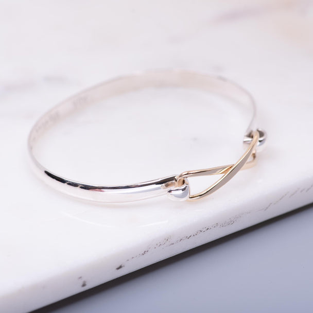 Mixed-Metal Hammered X-link Catch Bracelet