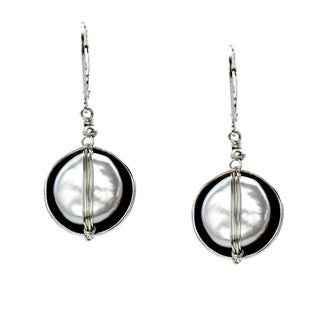 Sterling Cupped Pearl Earrings