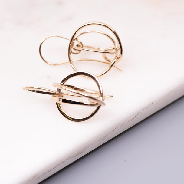 Wrapped Wire Tangle Earrings Gold