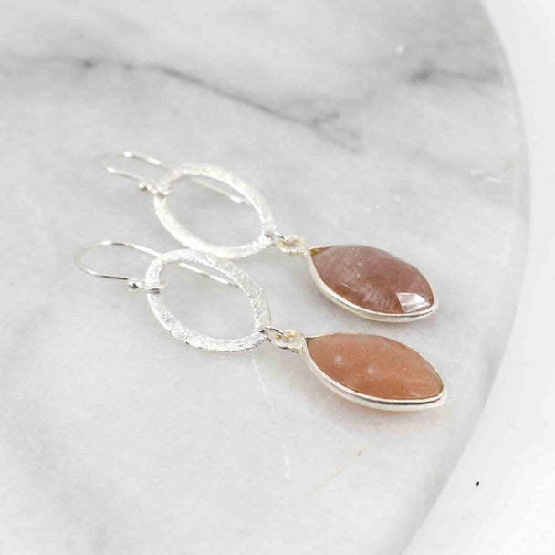 Peach Moonstone Marquis Earrings