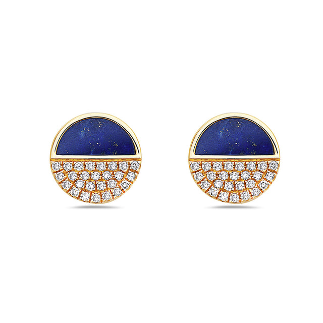 Lapis and Diamond Circle Earrings