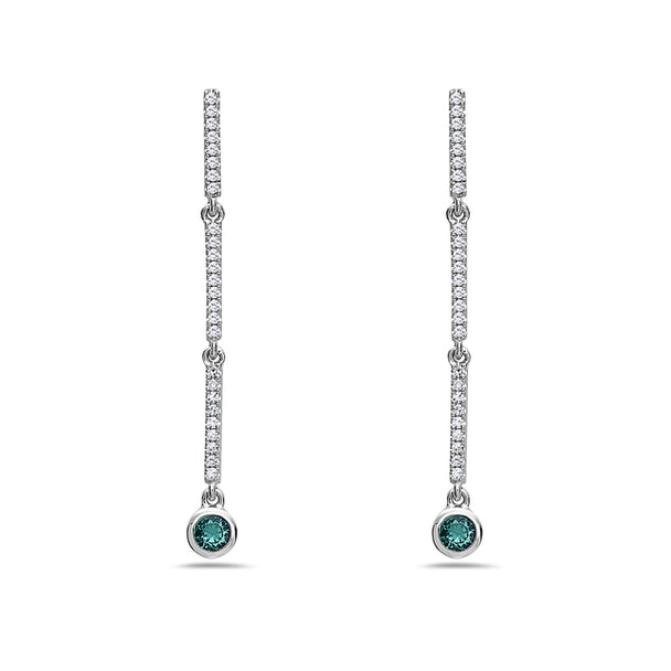 Dangling Diamond and Emerald Earrings