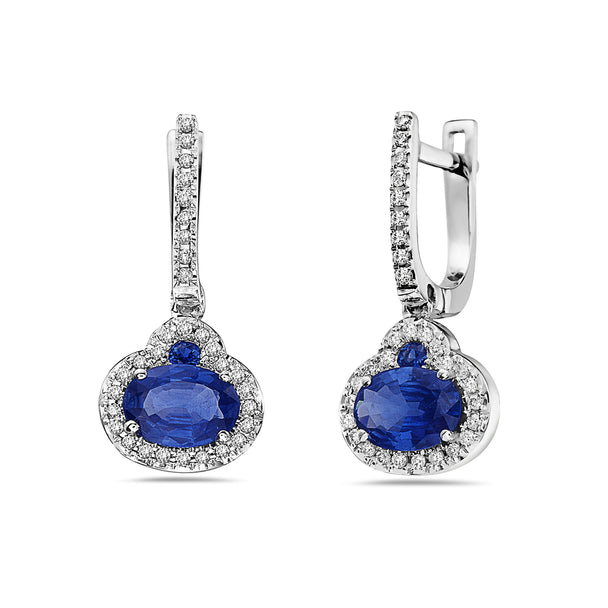 Oval Sapphire and Diamond Earrings