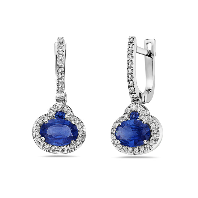 Oval Sapphire and Diamond Earrings