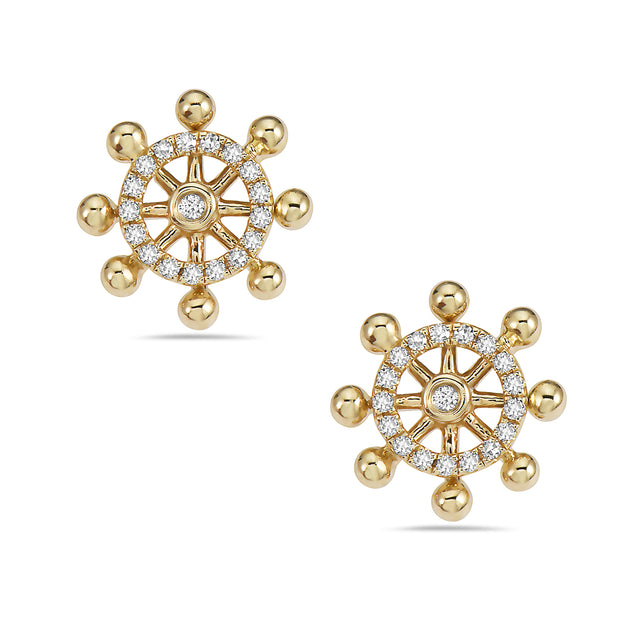 Diamond Captain's Wheel Post Earrings