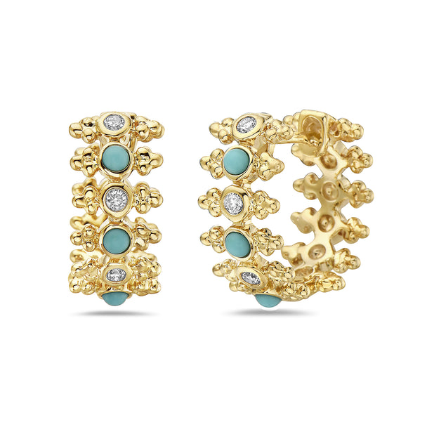 Turquoise and Diamond Huggies