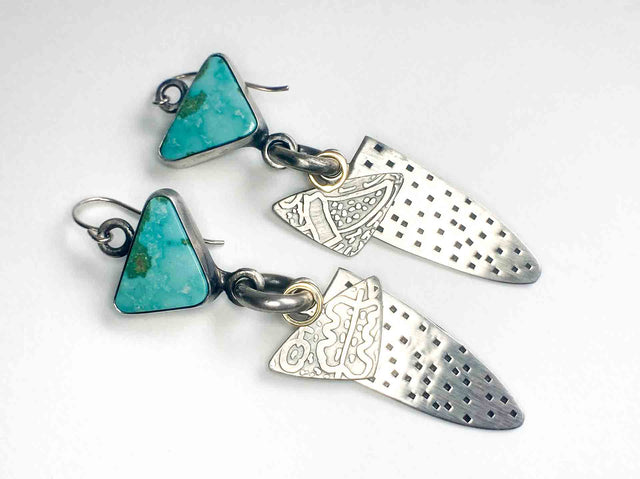 Turquoise and 14K Gold Earrings