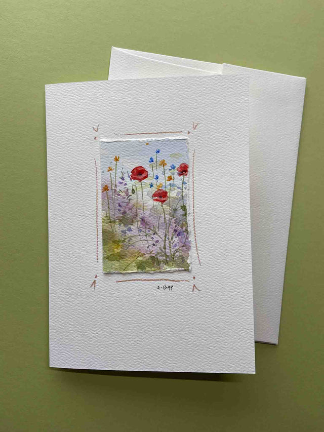 Geraniums Hand-Painted Card