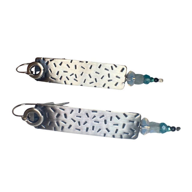 Moonstone and Dyed Jade Earrings