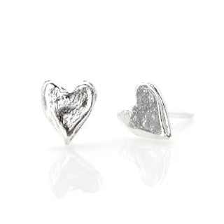 Carved Heart Post Earrings