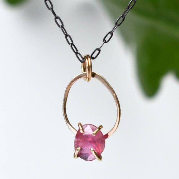 Open Circle Pink Sapphire Pendant