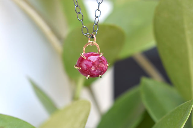 Cabachon Ruby Pendant Necklace