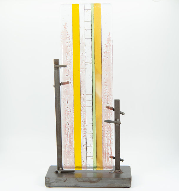 Fused Amber Tree Glass Panel