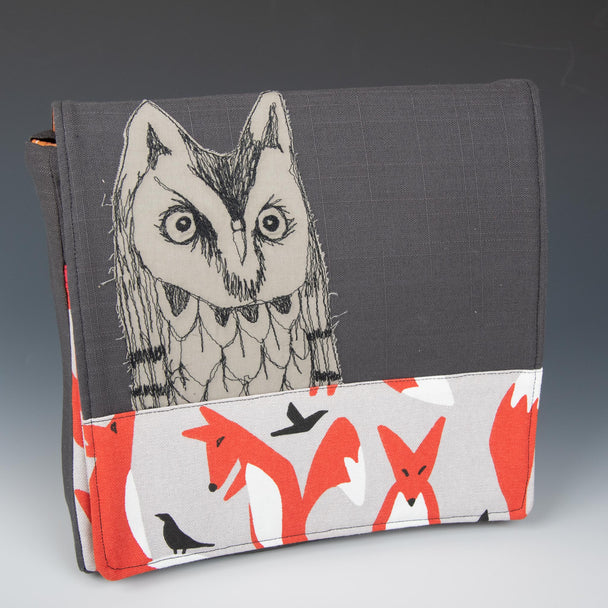 Square Owl and Fox Messenger Bag