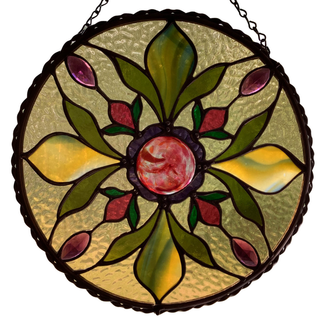 Floral Mandala Stained Glass Window