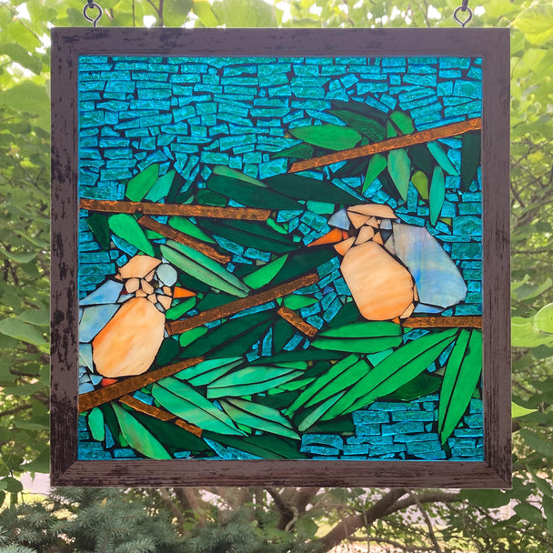 Two Birds Chatting Window Hanging