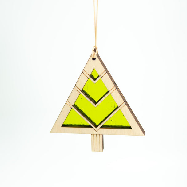 Smooth Tree Ornament-V Branch Green