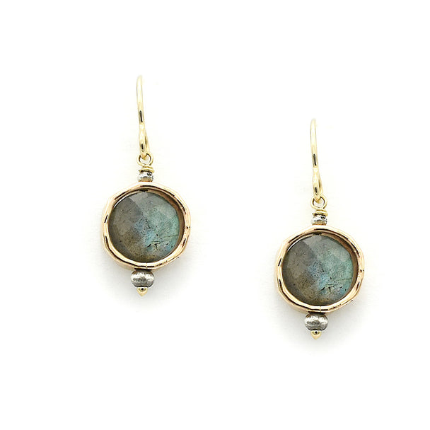 Labradorite Gold Fill Circle Earrings
