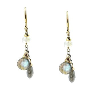 Hanging Labradorite Cluster Earrings