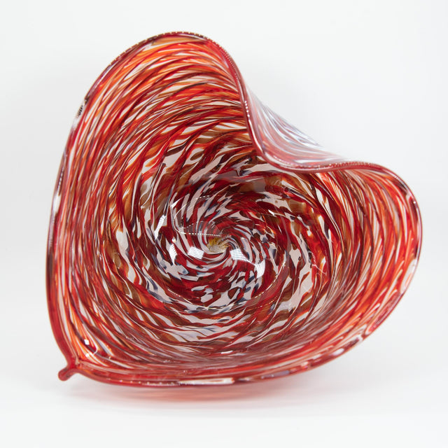 Red White Glass Heart Bowl