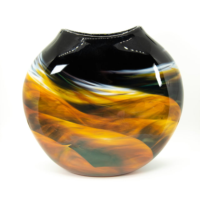 Amber, Black, and White Medallion Vase